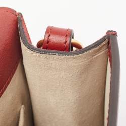Pre Owned Chloe Red Leather and Suede Medium Nile Bracelet Top Handle Bag