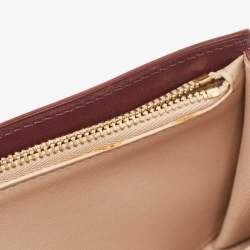 Chloe Burgundy Leather Horse Embroidered Flap Continental Wallet