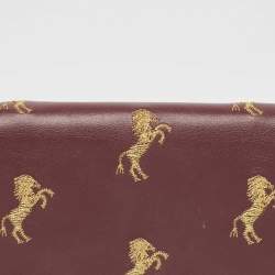 Chloe Burgundy Leather Horse Embroidered Flap Continental Wallet