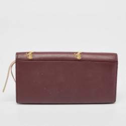 Chloe Burgundy Leather Horse Embroidered Flap Continental Wallet