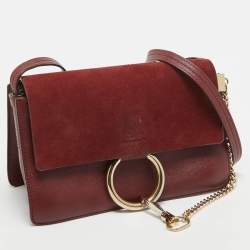 Pre Owned حقيبة كتف كلوي فاي صغيرة سويدي و جلد أزرق