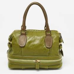 Chloe Green Leather Andy Expandable Satchel