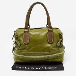 Chloe Green Leather Andy Expandable Satchel