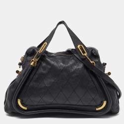 Chloe Black Leather Large Paraty Satchel