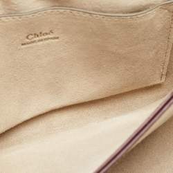 Chloe Burgundy Leather and Suede Small Faye Shoulder Bag