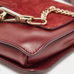 Chloe Burgundy Leather and Suede Small Faye Shoulder Bag