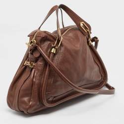 مملوكة مسبقًا Chloe Dark Brown Leather Large Paraty Shoulder Bag