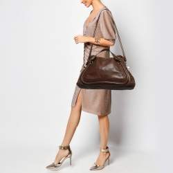 مملوكة مسبقًا Chloe Dark Brown Leather Large Paraty Shoulder Bag