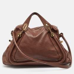 مملوكة مسبقًا Chloe Dark Brown Leather Large Paraty Shoulder Bag