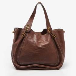 Chloe Brown Leather Large Paraty Satchel