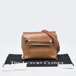 Pre Owned حقيبة كتف كلوي كلير جلد أسود/بيج صغيرة