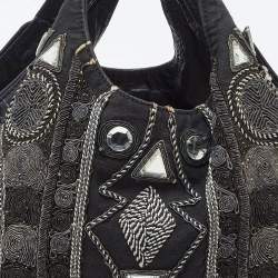 Chloe Black Leather Embellished Ring Handle Hobo