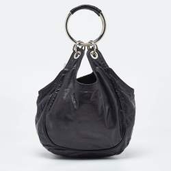 Chloe Black Leather Embellished Ring Handle Hobo