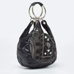 Chloe Black Leather Embellished Ring Handle Hobo