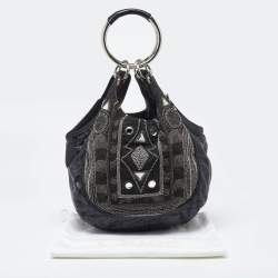 Chloe Black Leather Embellished Ring Handle Hobo