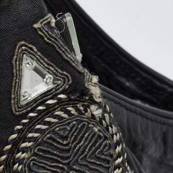 Chloe Black Leather Embellished Ring Handle Hobo