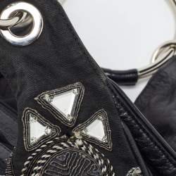 Chloe Black Leather Embellished Ring Handle Hobo
