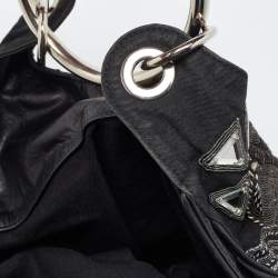 Chloe Black Leather Embellished Ring Handle Hobo