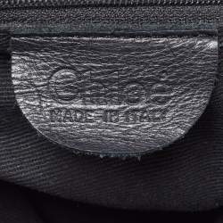 Chloe Black Leather Embellished Ring Handle Hobo