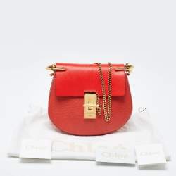 Chloe Orange Leather Small Drew Shoulder Bag