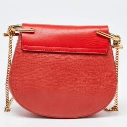 Chloe Orange Leather Small Drew Shoulder Bag