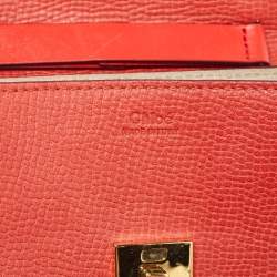 Chloe Orange Leather Small Drew Shoulder Bag