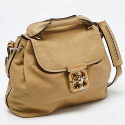Pre Owned Chloe Beige Leather Elsie Top Handle Bag