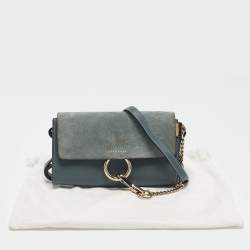 مملوكة مسبقًا Chloe Blue Leather and Suede Mini Faye Crossbody Bag