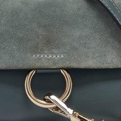 مملوكة مسبقًا Chloe Blue Leather and Suede Mini Faye Crossbody Bag