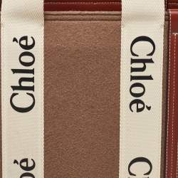 Pre Owned Chloe Brown/Beige Wool and Leather Medium Woody Tote