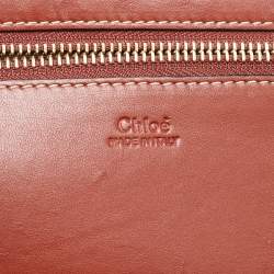 Pre Owned Chloe Brown/Beige Wool and Leather Medium Woody Tote