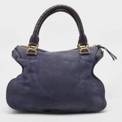 Pre Owned Chloe Navy Blue Nubuck Large Marcie Satchel