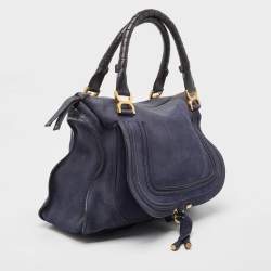 Pre Owned Chloe Navy Blue Nubuck Large Marcie Satchel