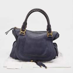 Pre Owned Chloe Navy Blue Nubuck Large Marcie Satchel