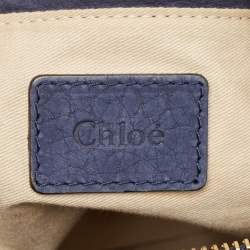 Pre Owned Chloe Navy Blue Nubuck Large Marcie Satchel