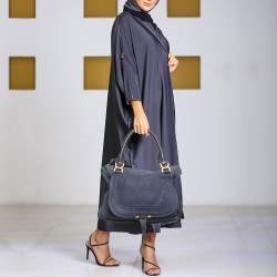 Pre Owned Chloe Navy Blue Nubuck Large Marcie Satchel