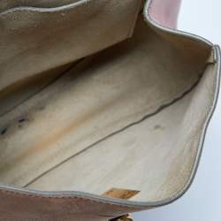 Pre Owned Chloe Two Tone Peach Leather and Suede Medium Drew Shoulder Bag