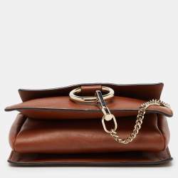 Chloe Brown Leather and Suede Small Faye Shoulder Bag