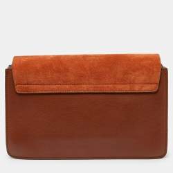 Chloe Brown Leather and Suede Small Faye Shoulder Bag