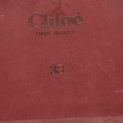 Chloe White Canvas Woody Flat Slide Size 38