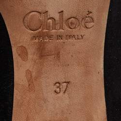 Pre Owned Chloe Black Suede Lauren Scallop Trim Block Heel Pumps Size 37