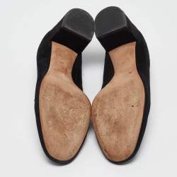 Pre Owned Chloe Black Suede Lauren Scallop Trim Block Heel Pumps Size 37