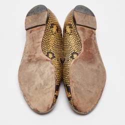 Chloe Yellow/Black Scalloped Embossed Python Lauren Ballet Flats Size 37.5