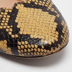 Chloe Yellow/Black Scalloped Embossed Python Lauren Ballet Flats Size 37.5