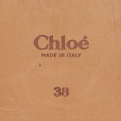 Chloe Cream Logo Canvas Woody Flat Slides Size 38