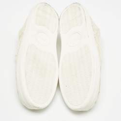 Chloe White Floral Lace and Mesh Scalloped Accent Slip On Sneakers Size 39