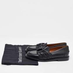 Pre Owned Chloe Black Leather C Logo Loafers Size 37