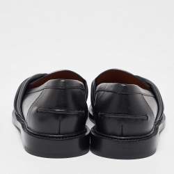 Pre Owned Chloe Black Leather C Logo Loafers Size 37