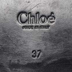 Pre Owned Chloe Black Leather C Logo Loafers Size 37