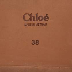 مملوكة مسبقًا Chloe Pink Canvas Logo Ribbon Woody Flat Slide Sandals Size 38